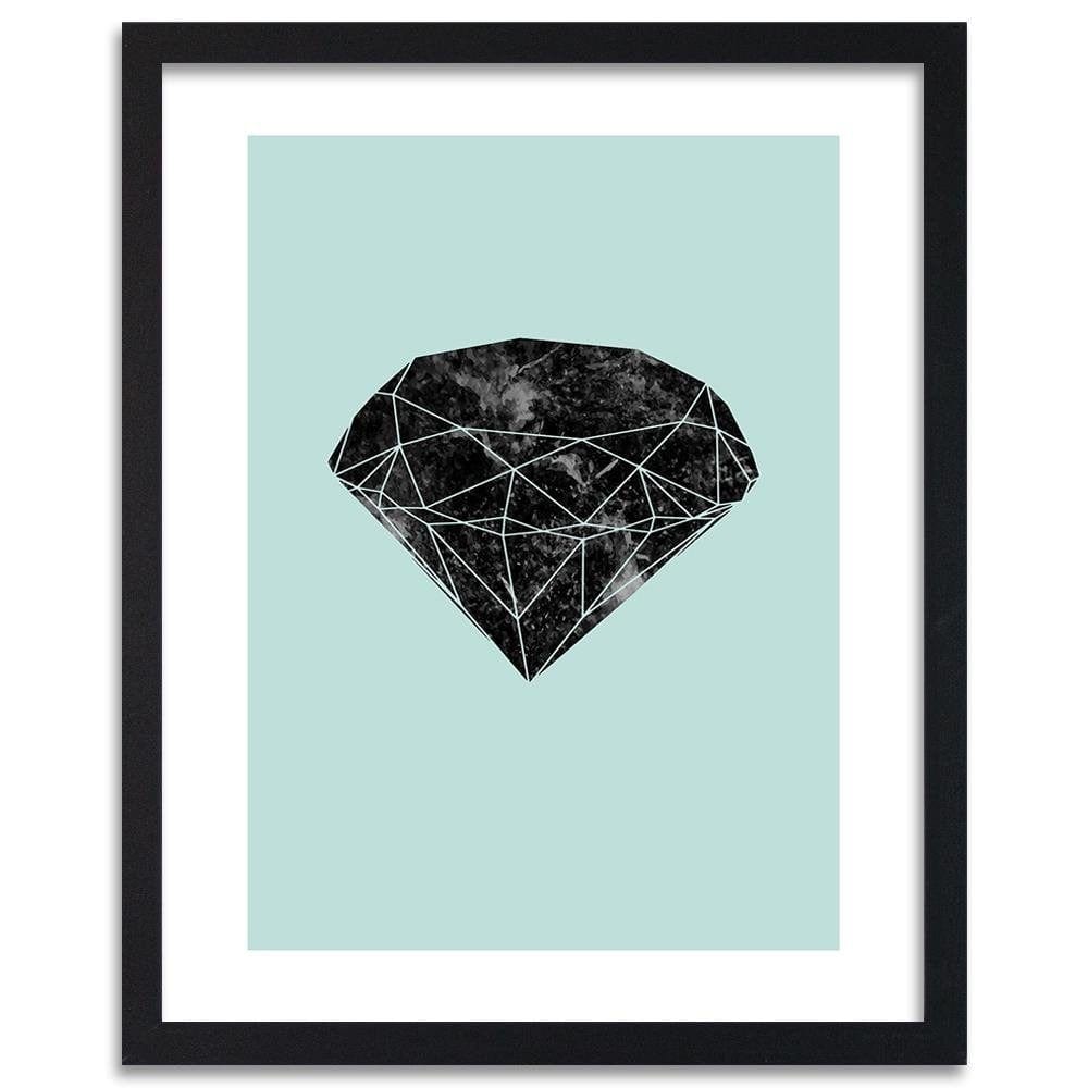 Glezna melnā rāmī - Black Diamond On A Blue Background Home Trends