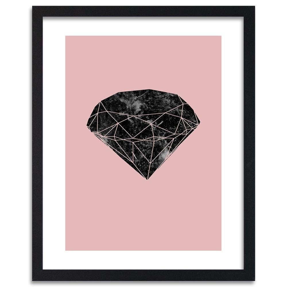 Glezna melnā rāmī - Black Diamond On A Pink Background Home Trends