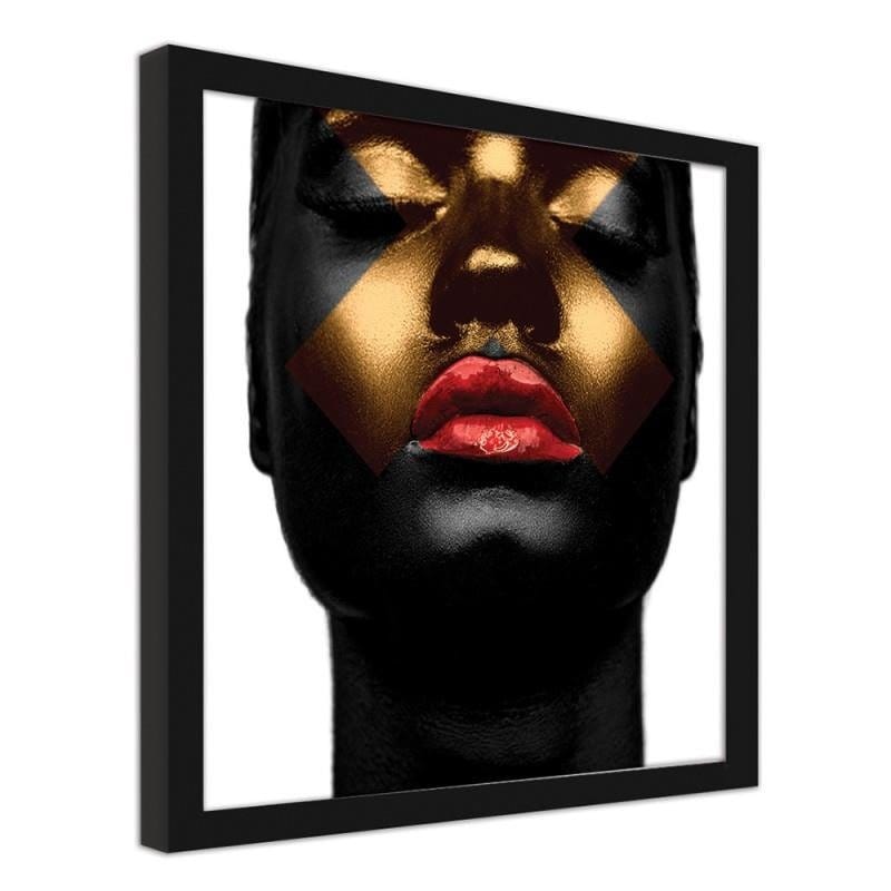 Glezna melnā rāmī - Black skin and red lips Home Trends