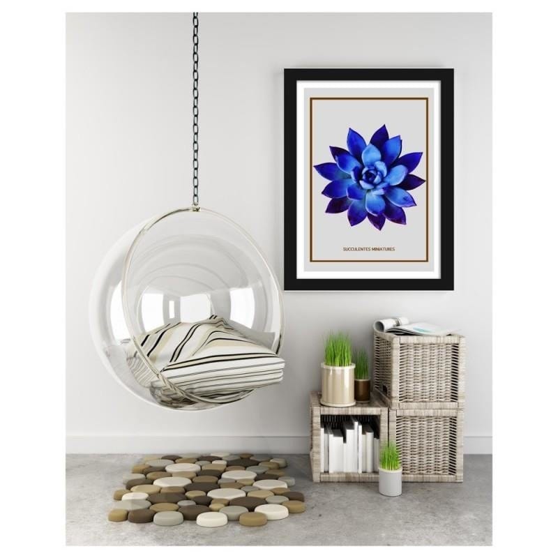 Glezna melnā rāmī - Blue cactus 3 Home Trends