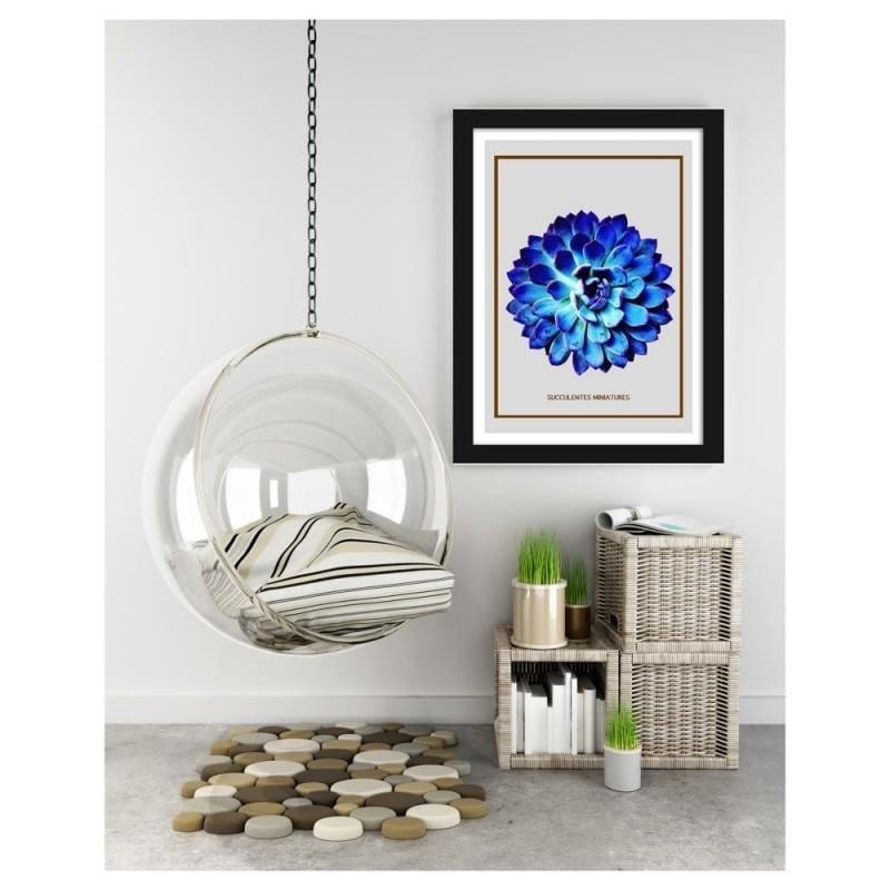 Glezna melnā rāmī - Blue cactus 4 Home Trends