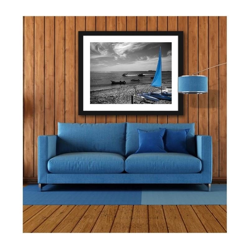 Glezna melnā rāmī - Blue catamaran Home Trends