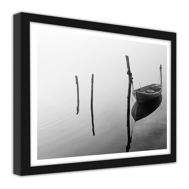 Glezna melnā rāmī - Boat on calm water Home Trends