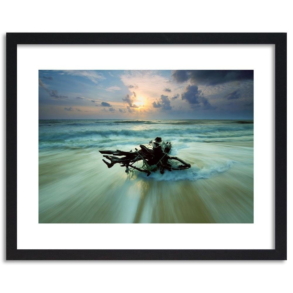 Glezna melnā rāmī - Branch On The Seashore 4 Home Trends