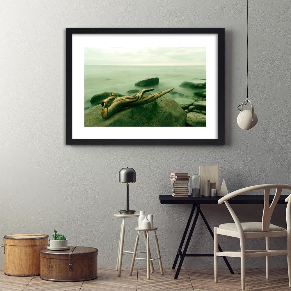 Glezna melnā rāmī - Branch On The Stone 4 Home Trends