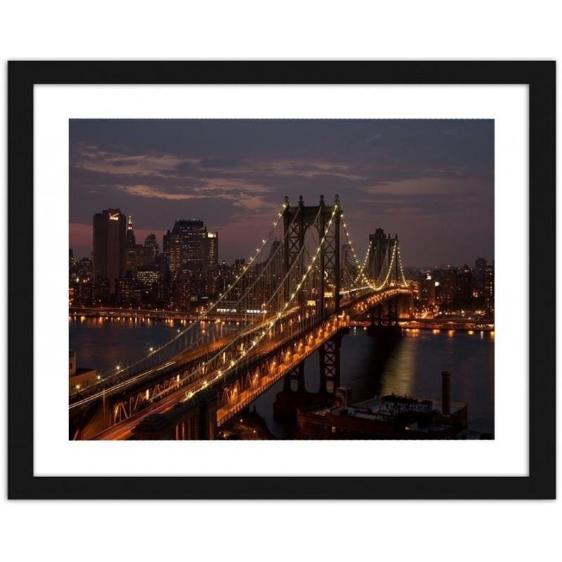 Glezna melnā rāmī - Bridge at night Home Trends