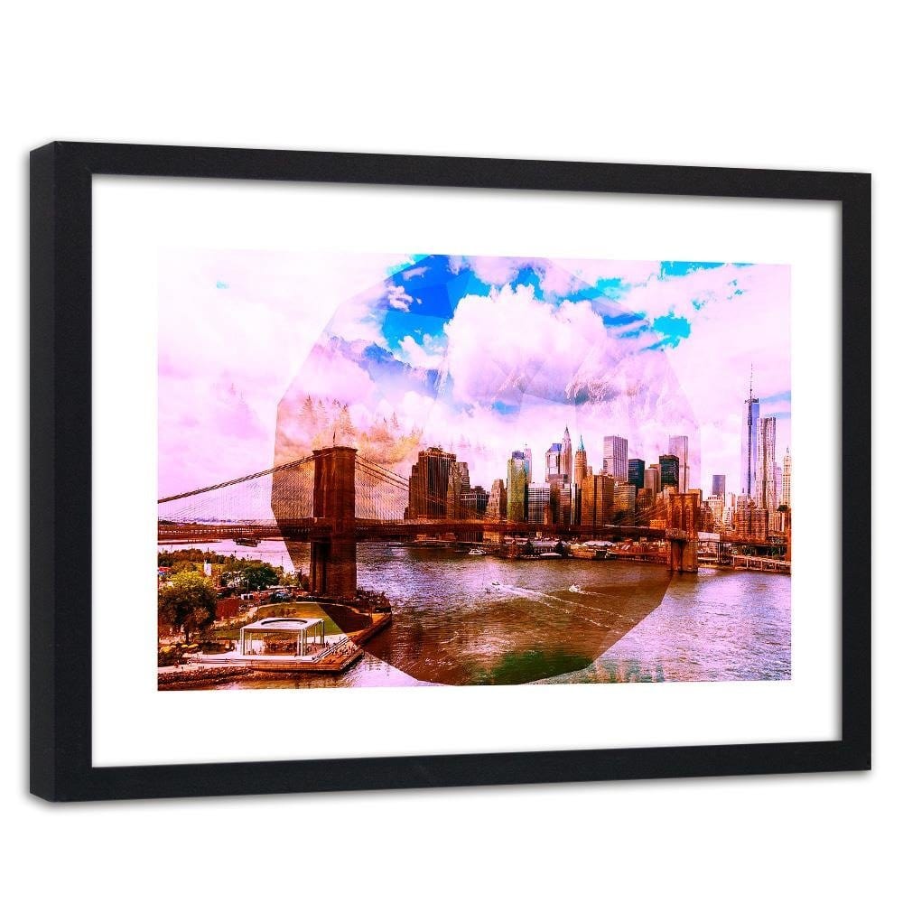 Glezna melnā rāmī - Bridge In New York City 2 Home Trends
