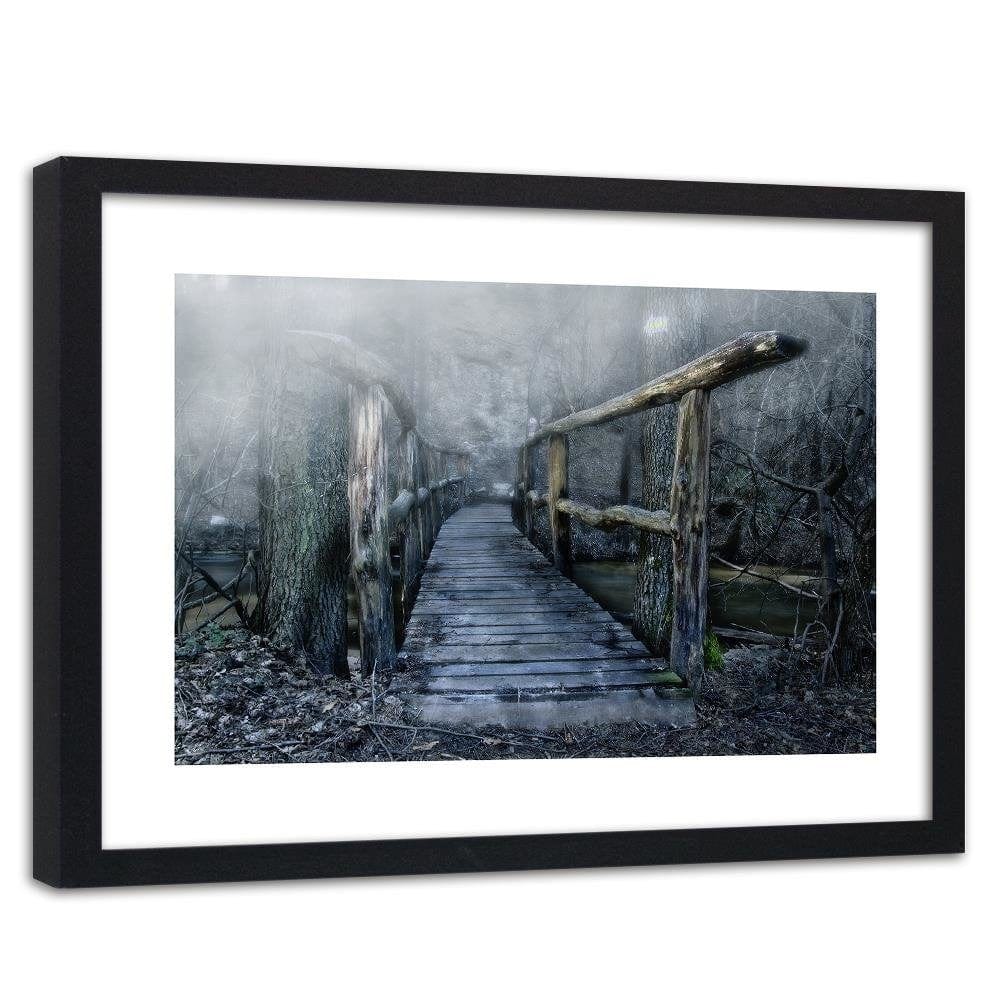 Glezna melnā rāmī - Bridge In The Fog Home Trends