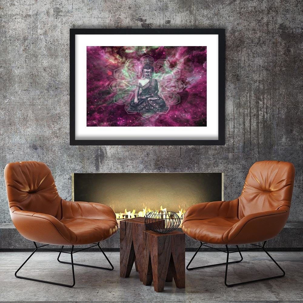 Glezna melnā rāmī - Buddha Abstraction Home Trends