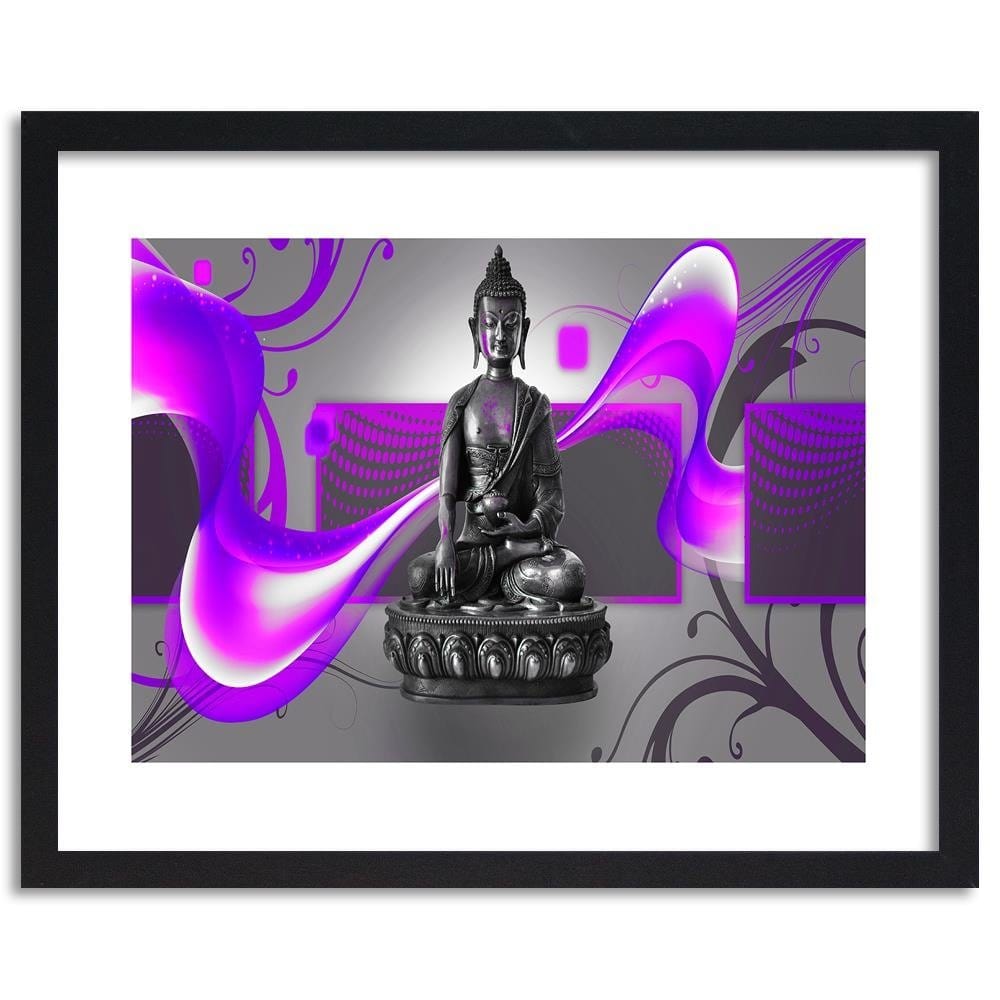 Glezna melnā rāmī - Buddha Abstraction Purple Home Trends