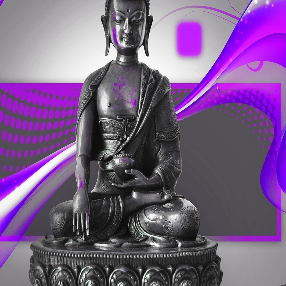 Glezna melnā rāmī - Buddha Abstraction Purple Home Trends