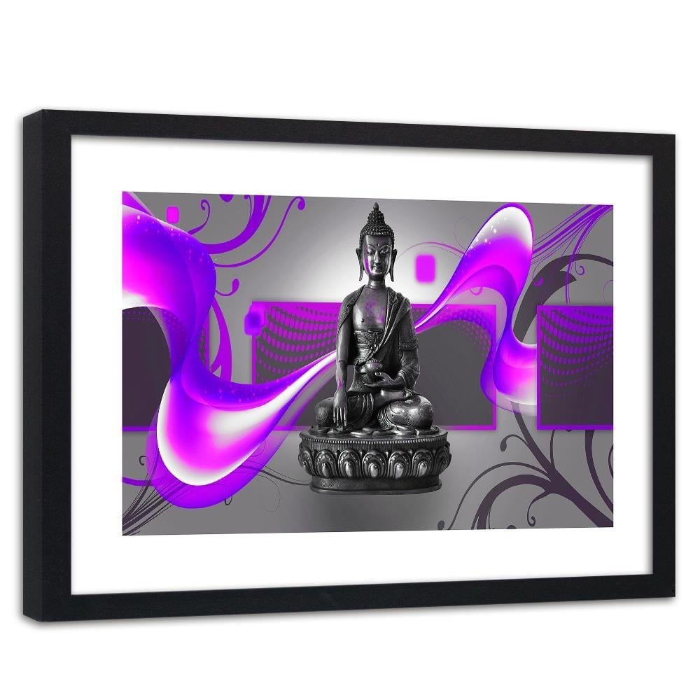 Glezna melnā rāmī - Buddha Abstraction Purple Home Trends