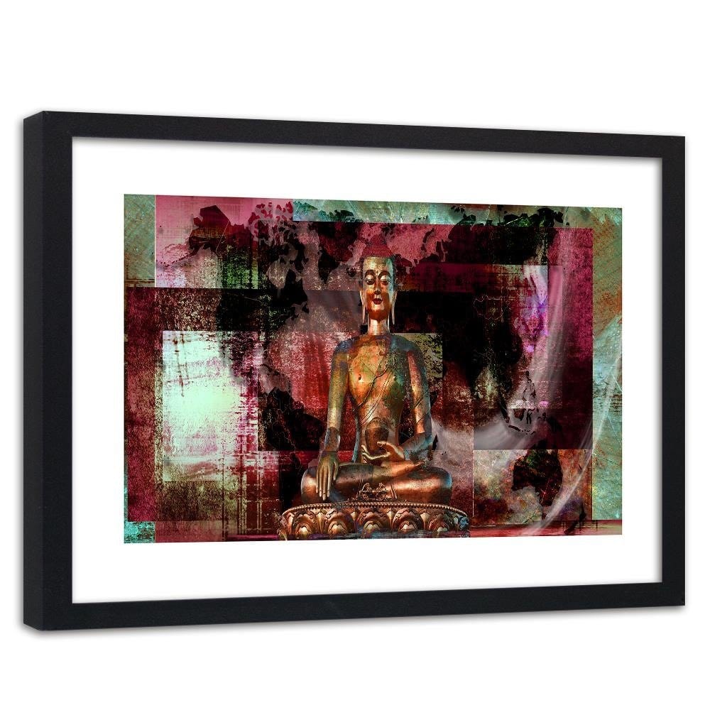 Glezna melnā rāmī - Buddha And Abstract Background Home Trends