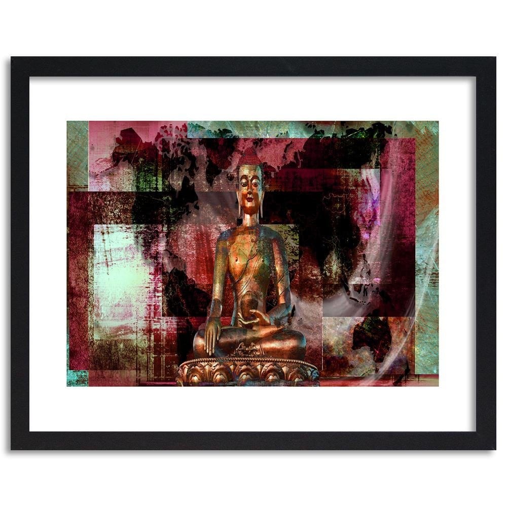 Glezna melnā rāmī - Buddha And Abstract Background Home Trends