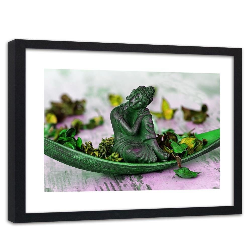 Glezna melnā rāmī - Buddha And Flakes Home Trends