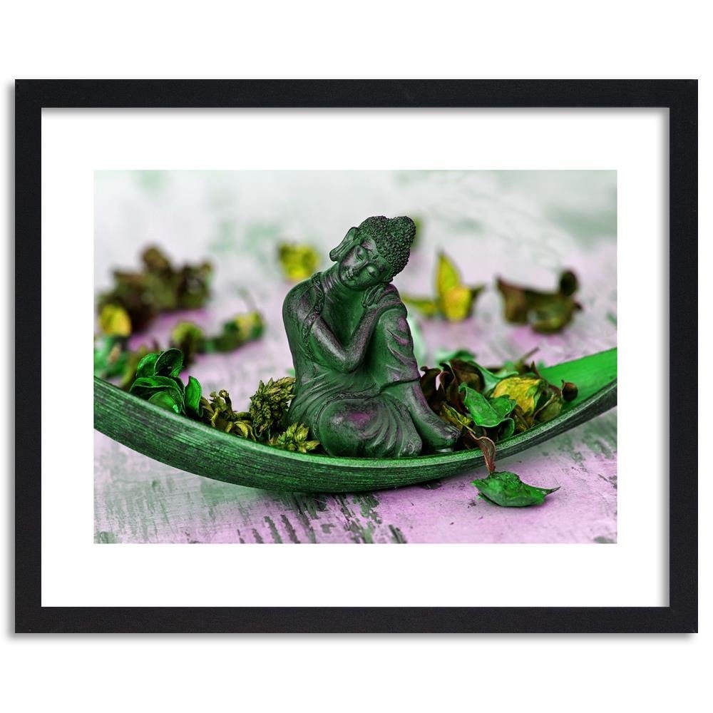 Glezna melnā rāmī - Buddha And Flakes Home Trends