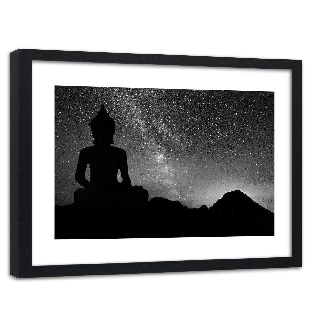 Glezna melnā rāmī - Buddha And The Aurora Borealis Home Trends