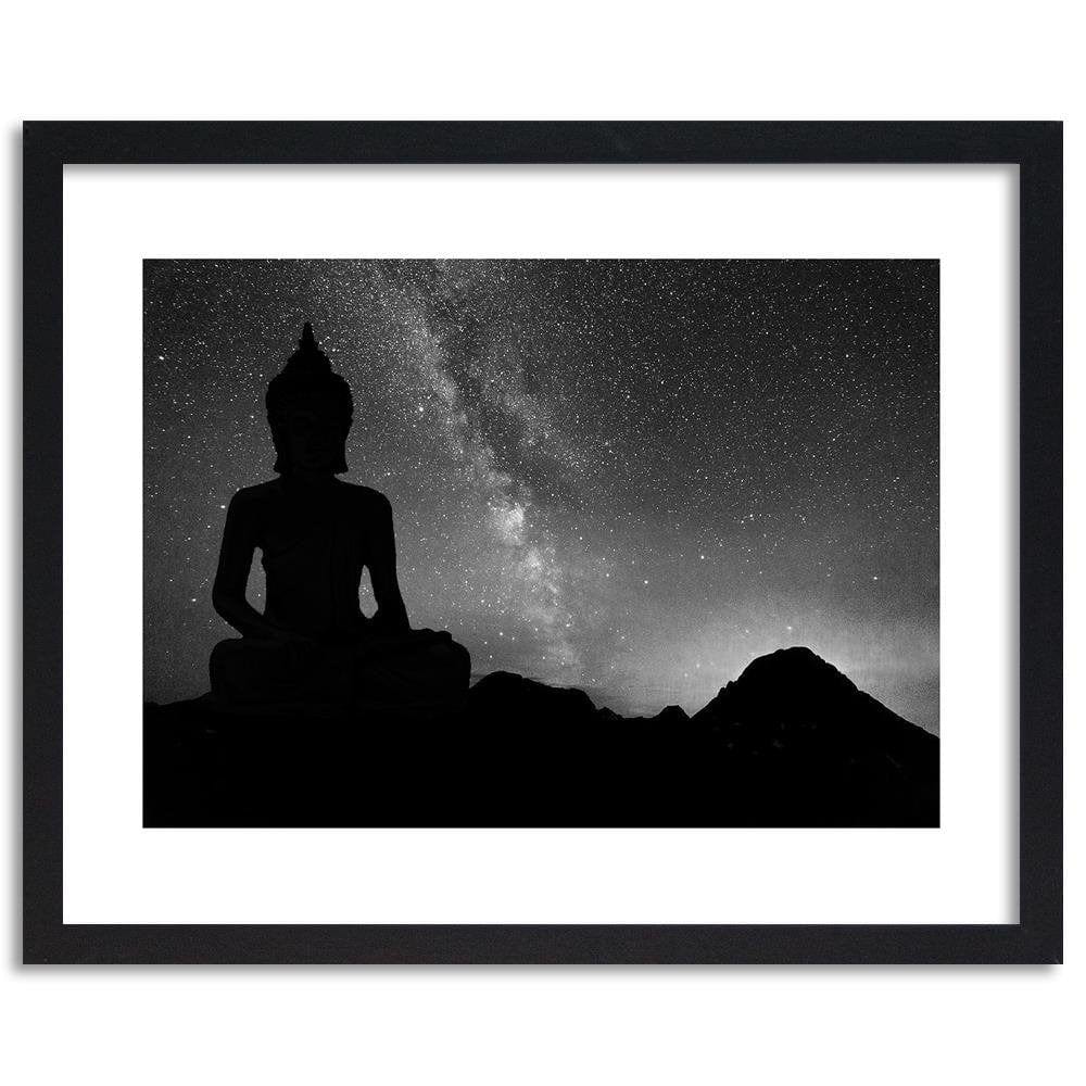 Glezna melnā rāmī - Buddha And The Aurora Borealis Home Trends