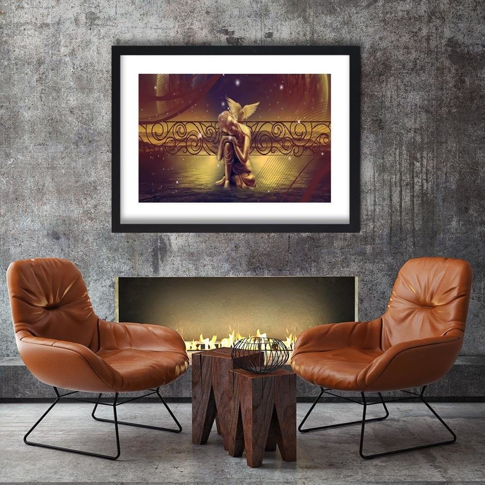 Glezna melnā rāmī - Buddha Bird Of 5 Home Trends