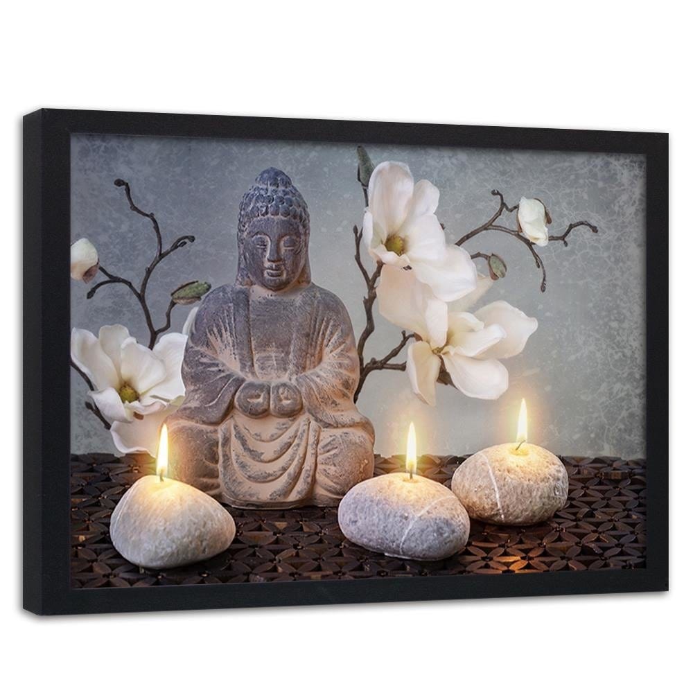 Glezna melnā rāmī - Buddha Candles Home Trends