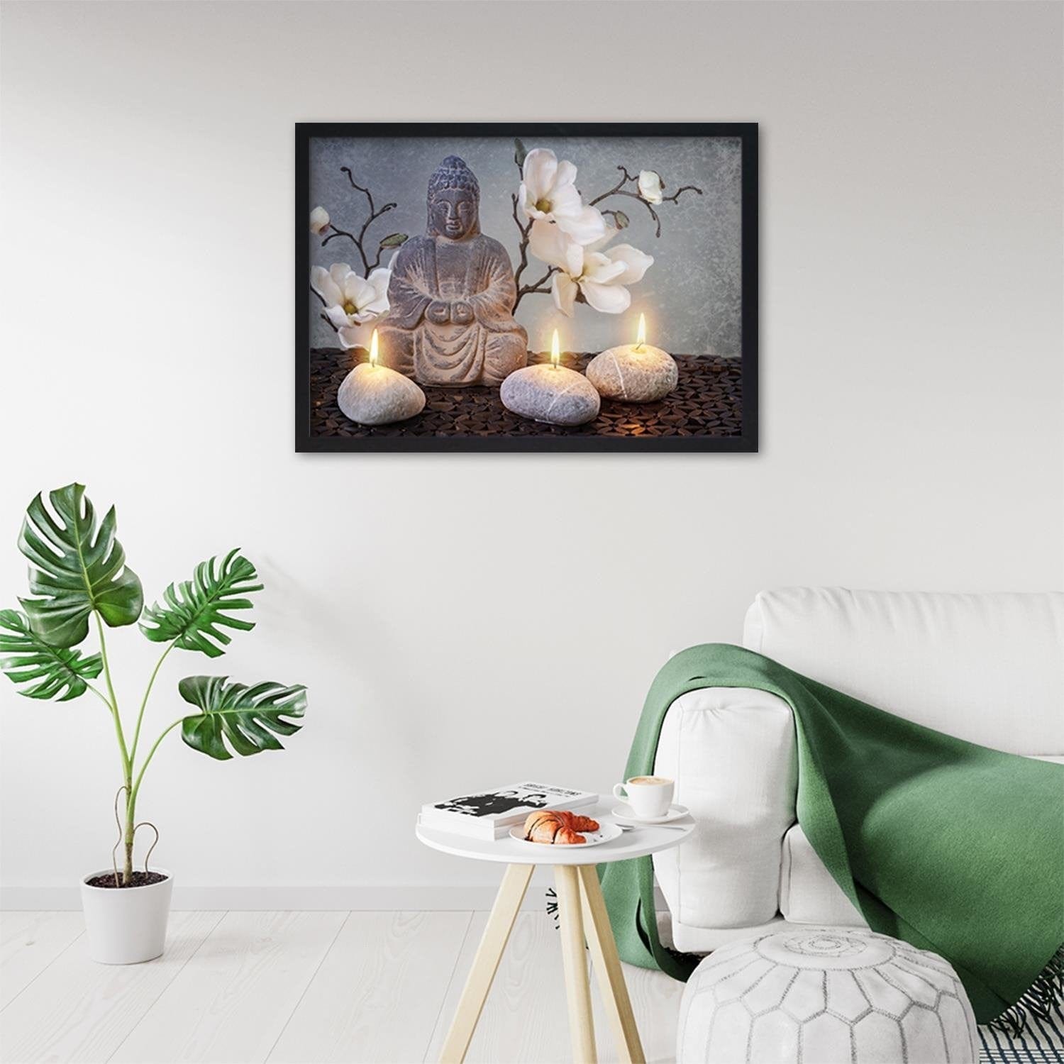 Glezna melnā rāmī - Buddha Candles Home Trends