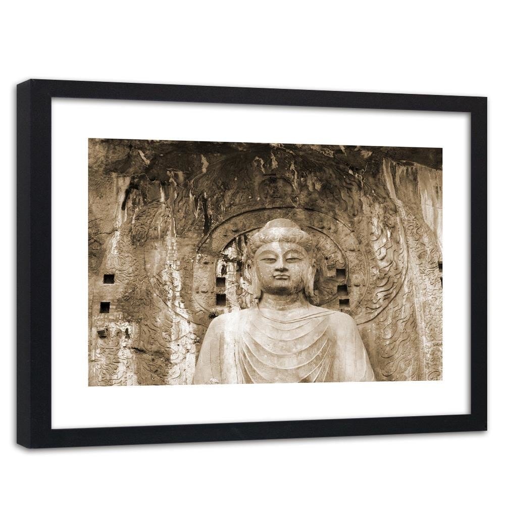 Glezna melnā rāmī - Buddha In Front Of The Walls Of The Temple Home Trends