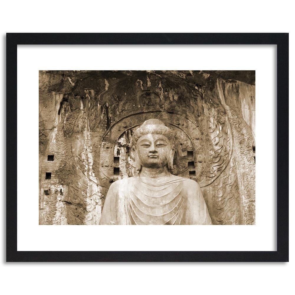 Glezna melnā rāmī - Buddha In Front Of The Walls Of The Temple Home Trends