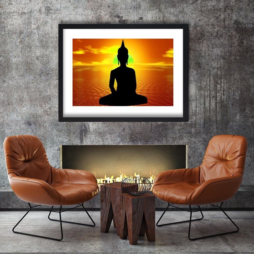 Glezna melnā rāmī - Buddha Meditation Home Trends