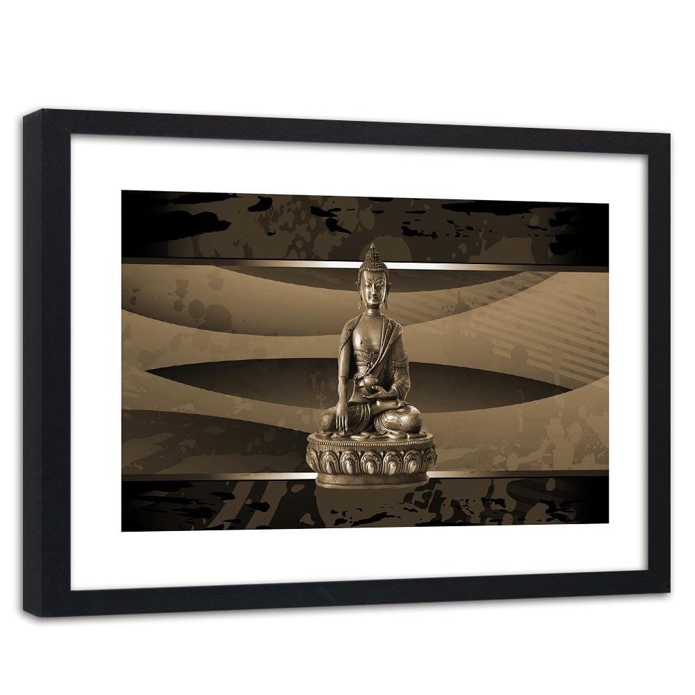 Glezna melnā rāmī - Buddha On An Abstract Background Home Trends