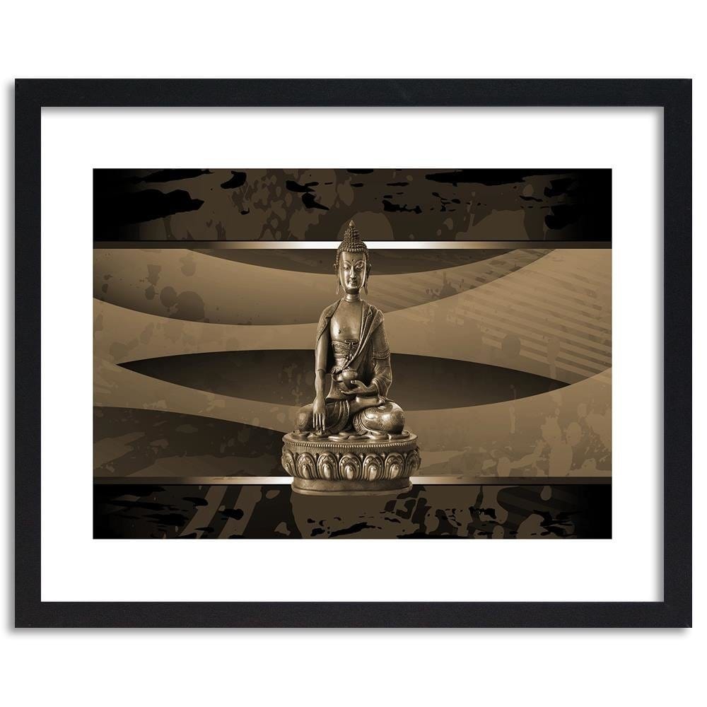 Glezna melnā rāmī - Buddha On An Abstract Background Home Trends