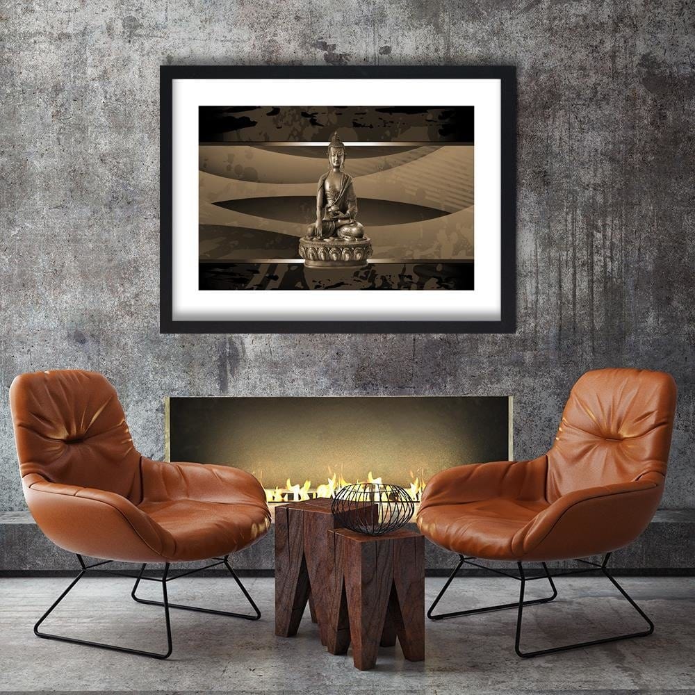Glezna melnā rāmī - Buddha On An Abstract Background Home Trends