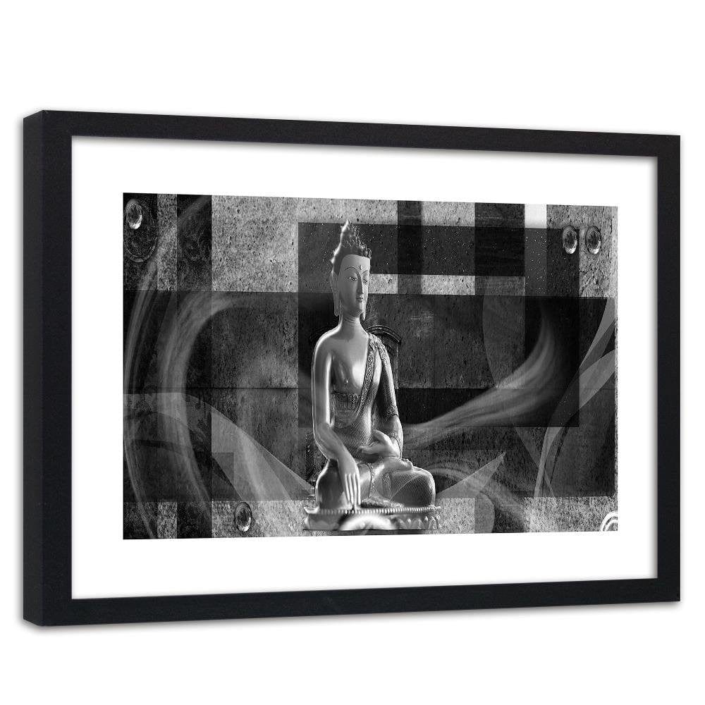 Glezna melnā rāmī - Buddha On Geometric Background Home Trends