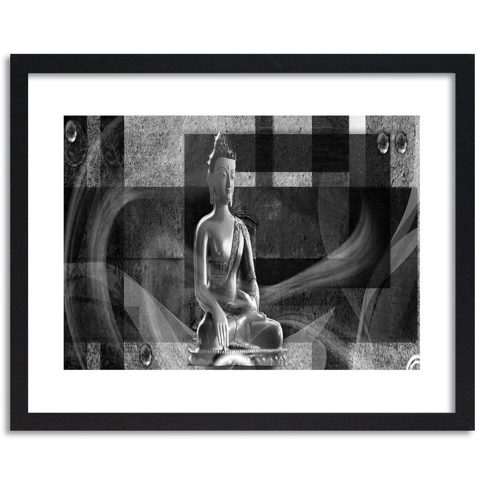 Glezna melnā rāmī - Buddha On Geometric Background Home Trends
