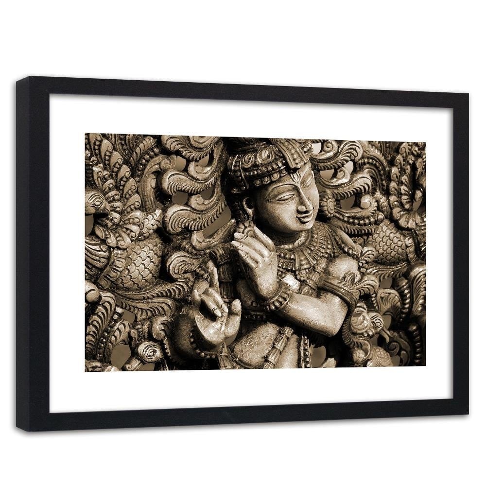 Glezna melnā rāmī - Buddha On The Mosaic Background Home Trends