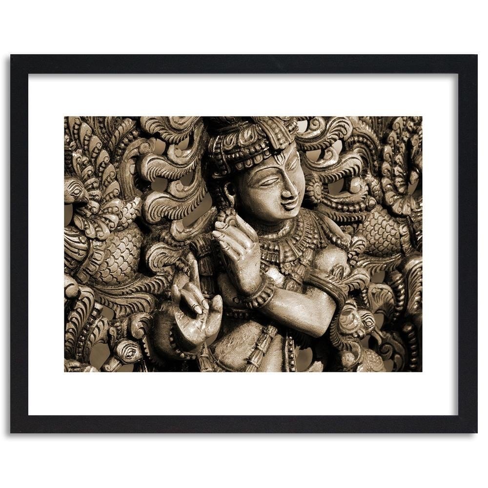 Glezna melnā rāmī - Buddha On The Mosaic Background Home Trends