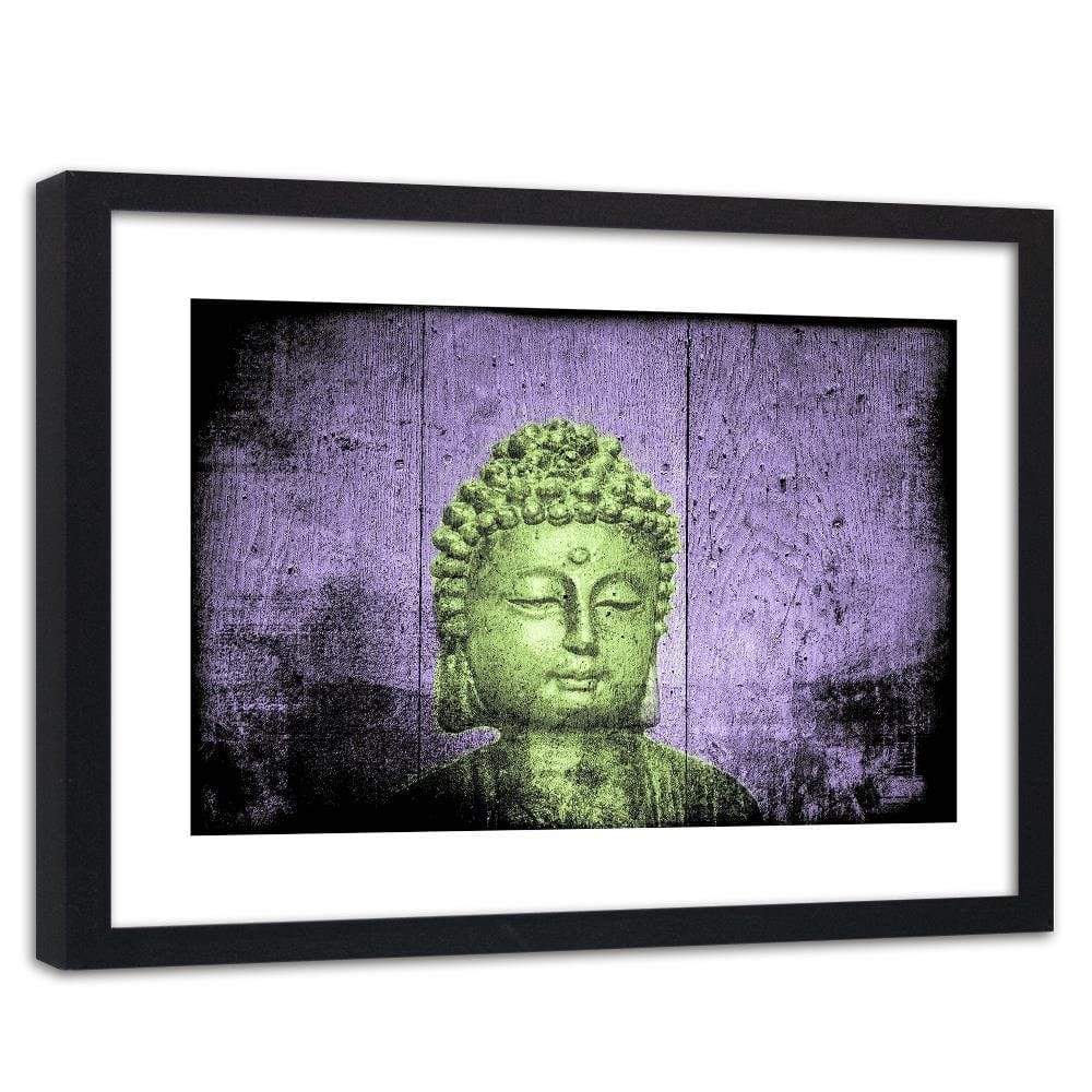 Glezna melnā rāmī - Buddha On Wooden Background Home Trends