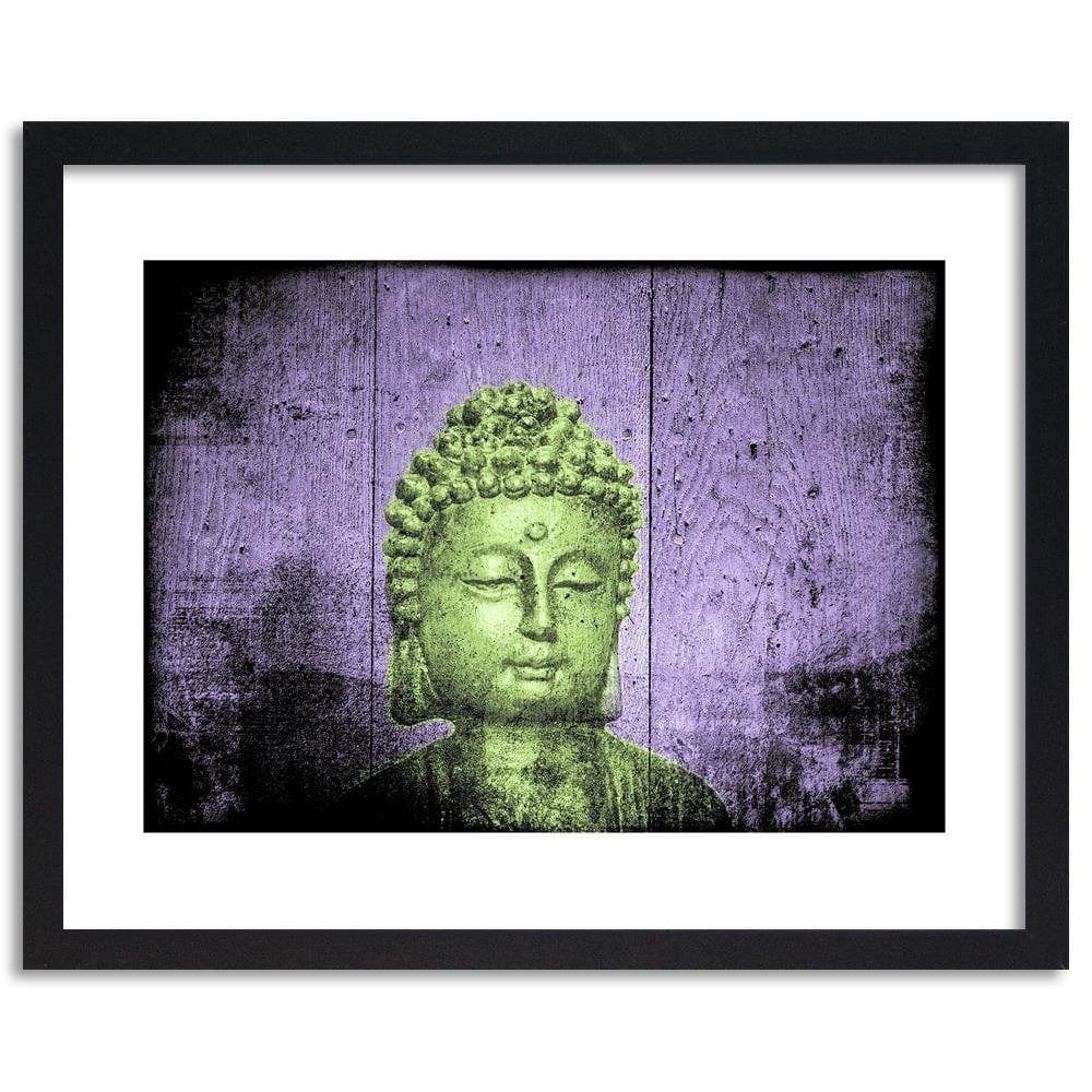 Glezna melnā rāmī - Buddha On Wooden Background Home Trends