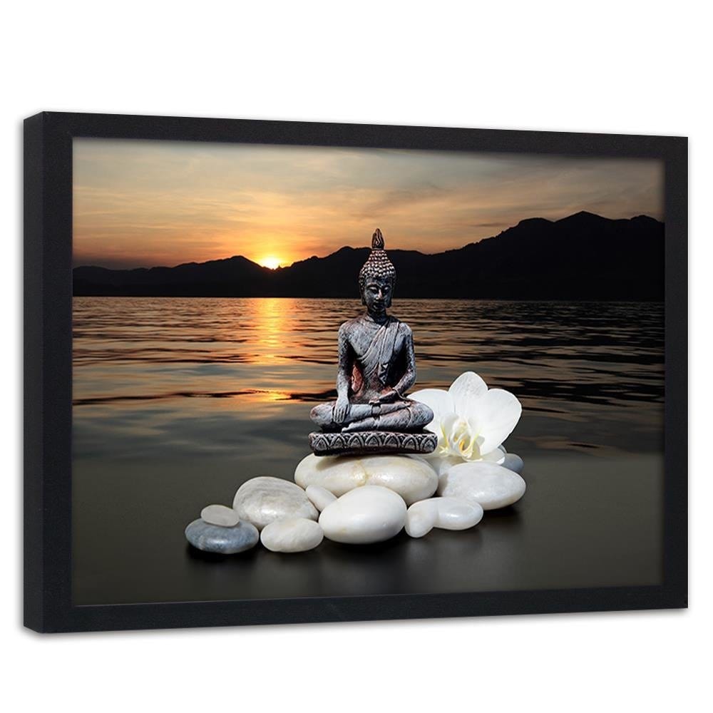 Glezna melnā rāmī - Buddha Over The Sea Home Trends