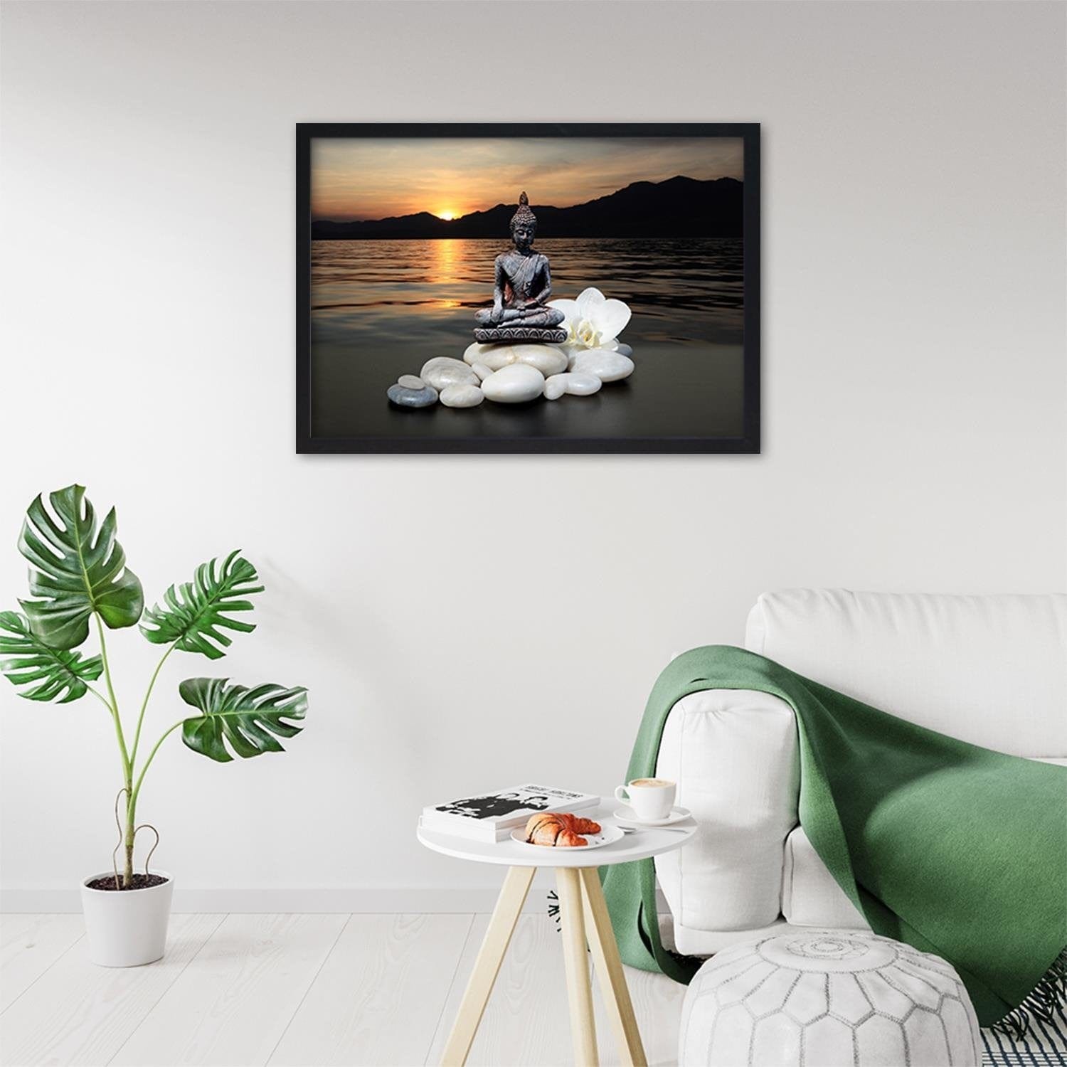 Glezna melnā rāmī - Buddha Over The Sea Home Trends