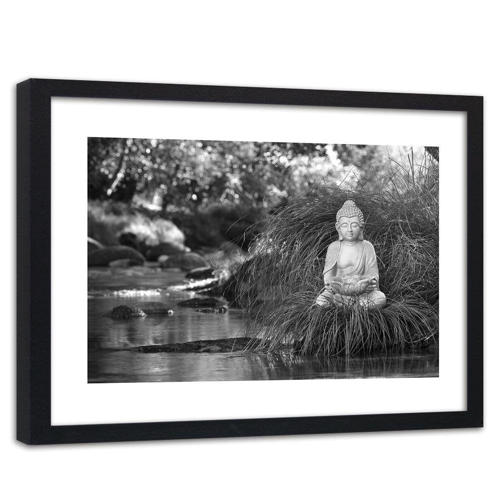 Glezna melnā rāmī - Buddha Over The Stream Home Trends