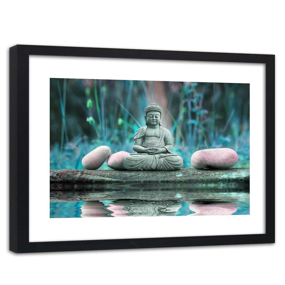 Glezna melnā rāmī - Buddha Over Water Home Trends