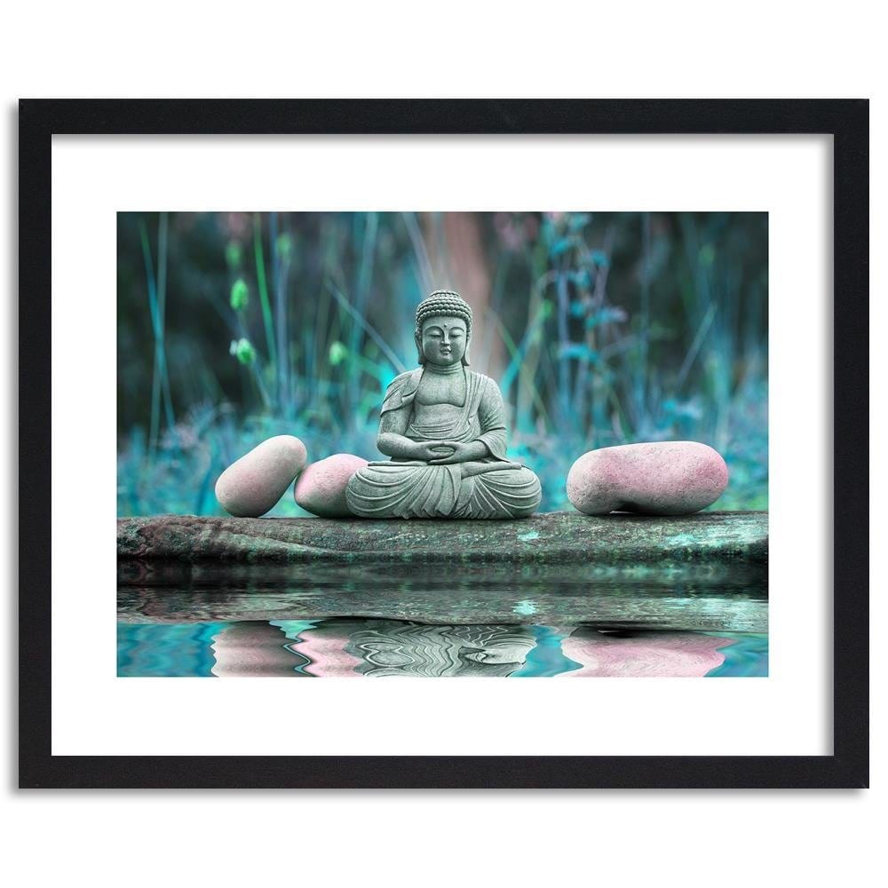 Glezna melnā rāmī - Buddha Over Water Home Trends