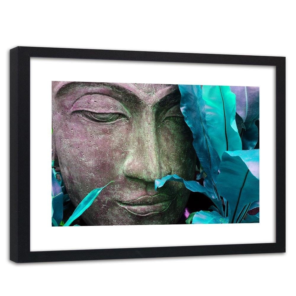 Glezna melnā rāmī - Buddha's Face With Leaf Home Trends