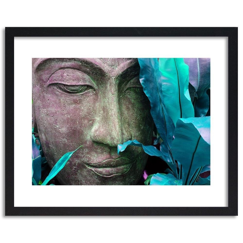 Glezna melnā rāmī - Buddha's Face With Leaf Home Trends