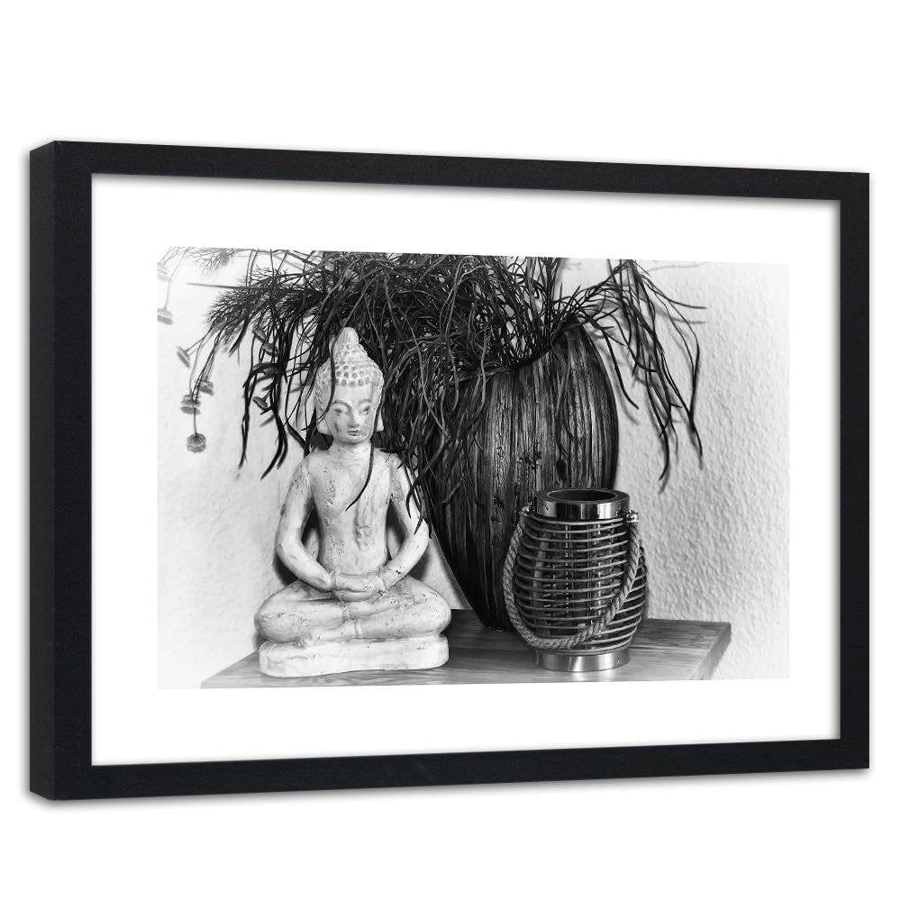 Glezna melnā rāmī - Buddha Vase With Black And White Home Trends