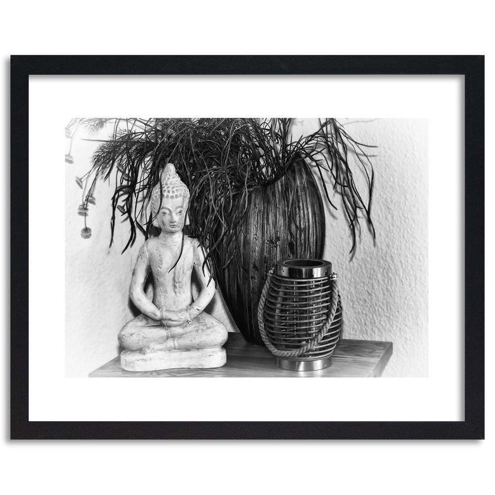 Glezna melnā rāmī - Buddha Vase With Black And White Home Trends