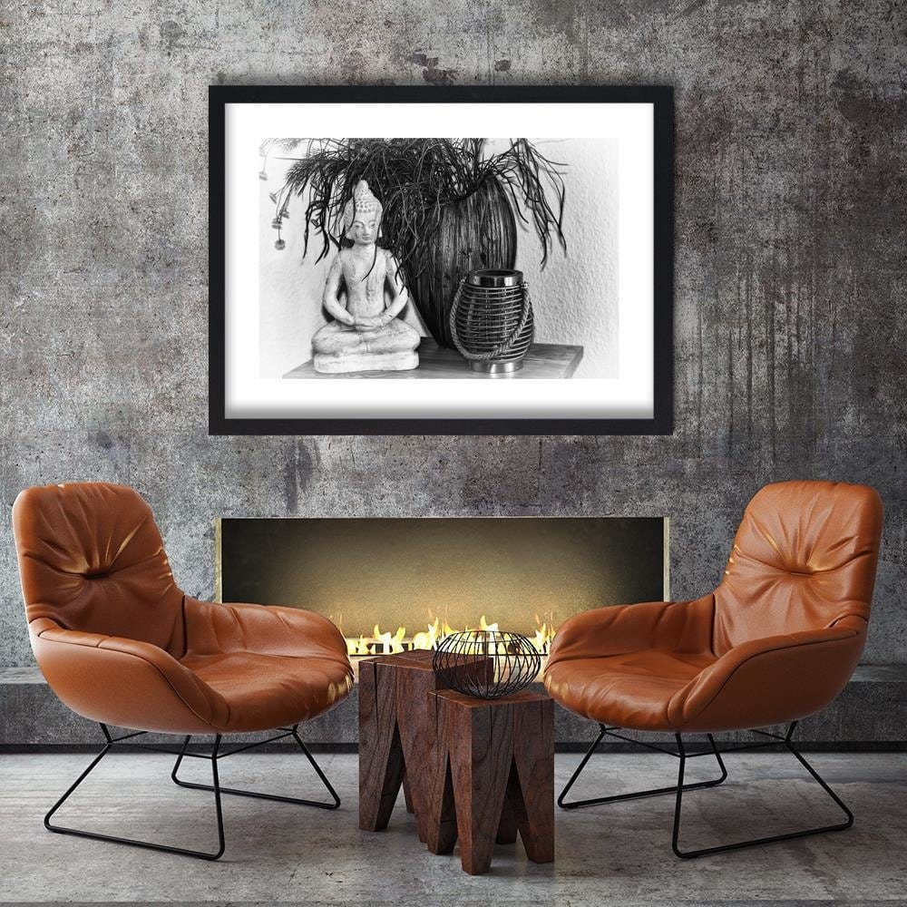 Glezna melnā rāmī - Buddha Vase With Black And White Home Trends