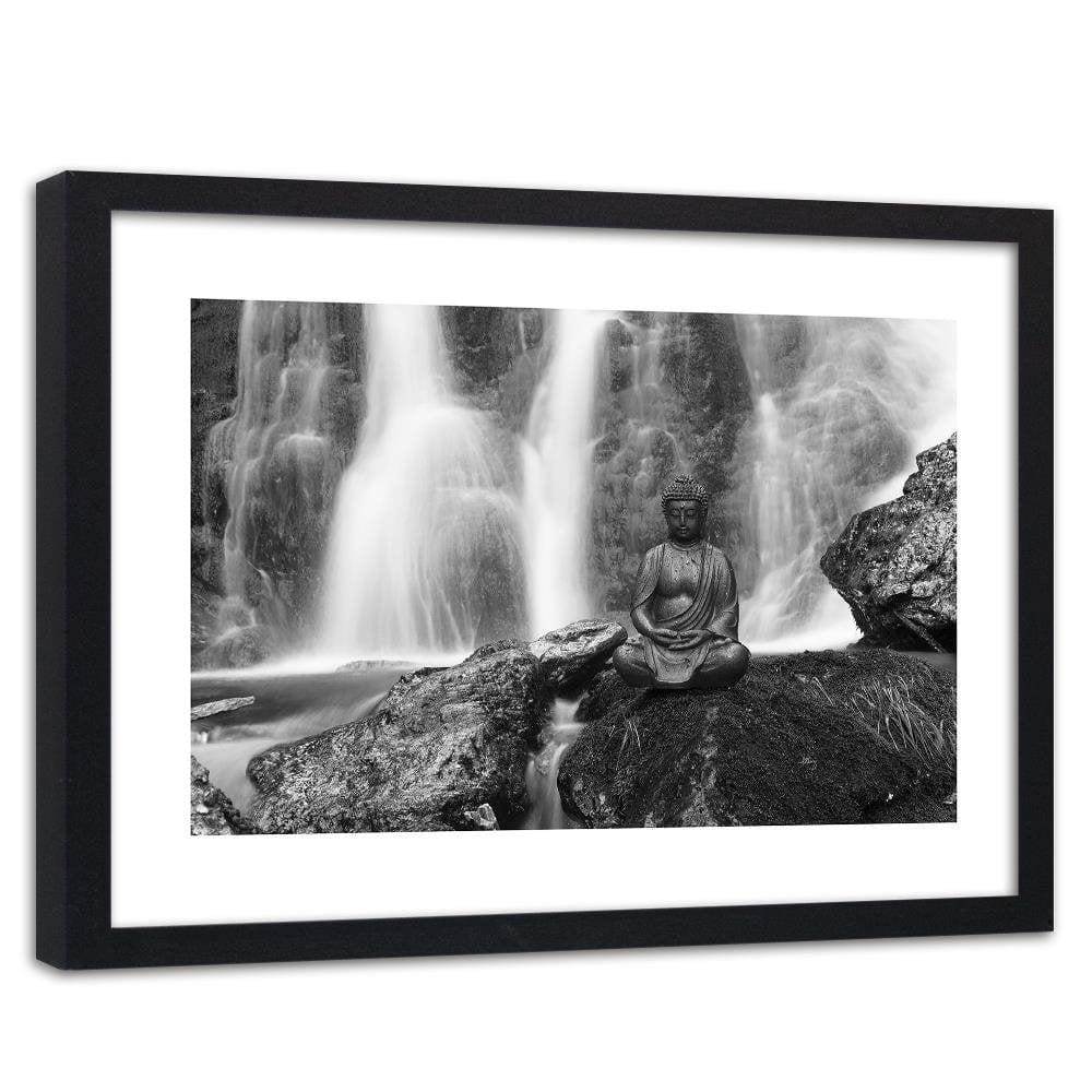 Glezna melnā rāmī - Buddha Waterfall Home Trends