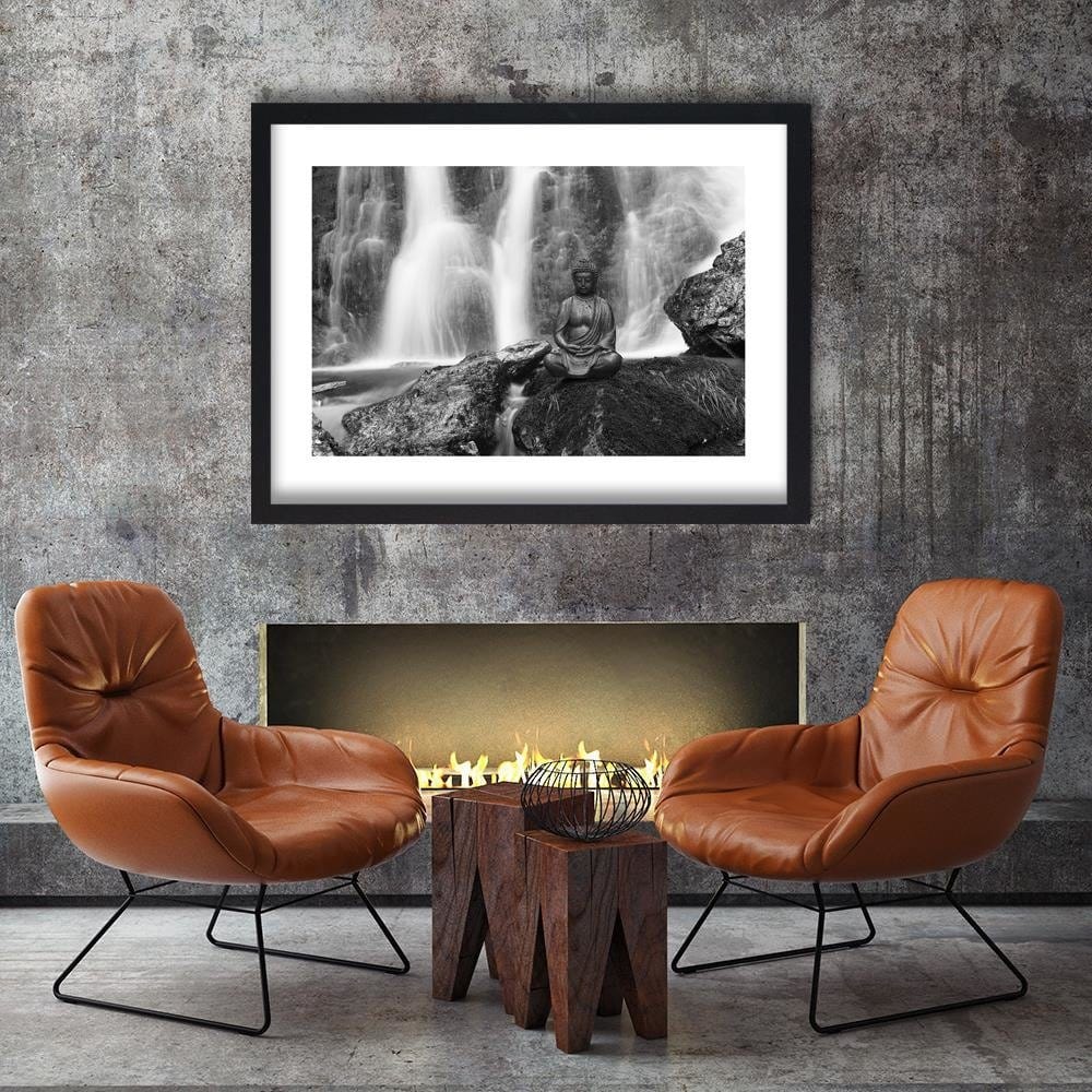 Glezna melnā rāmī - Buddha Waterfall Home Trends