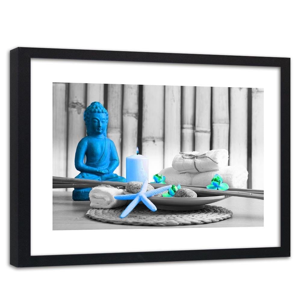 Glezna melnā rāmī - Buddha With Candle Home Trends